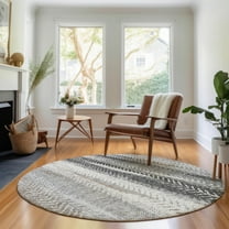 Addison Rugs Mayfield Washable Transitional Stripes Khaki Round Rug, 8' x 8'