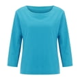thumbnail image 4 of Tweang Linen Tops for Women Gauze Shirts Short Sleeve T Shirt Mexican Blouses for Women Linen Tunic Tops for Women Cotton Linen Tunics Lounge Blouses Linen Tops for Women Loose Fit Blouses Blue 2XL, 4 of 4