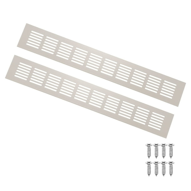 2Pcs Cubierta de Ventilación para Puerta, Rejillas Decorativas de Ventilación de 15.7" x 2.4" con Tornillos para Armario de Vestidor (Gris)