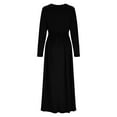 thumbnail image 4 of Roncen Women's Solid Color Long Sleeve V-Neck Maxi Dress - Elastic Waist with High Slit Design, Elegant Flowy Casual Dress for Daily Wear, Office, Evening Occasions, 4 of 8