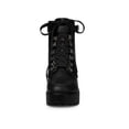 thumbnail image 6 of BLISSFUL STEP Women's Boots Zip Block Heel Platform Ankle Combat Boots Black 8.5, 6 of 8