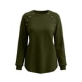 thumbnail image 7 of Warop Fall Long Sleeve Shirts for Women Solid Color Crew Neck Tops Sleeves with Deco Buttons Casual Loose Sweatshirt, 7 of 7