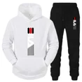 thumbnail image 4 of Chándal con capucha y pantalones de chándal para hombre, conjunto de 2 piezas, traje deportivo informal, ropa deportiva para correr, conjuntos de ropa de calle de lana para hombre, 2 piezas, 4 of 5