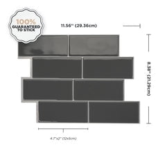 Smart Tiles Peel and Stick Backsplash, 5 Adhesive Tiles, Metro Grey, 11.55"x8.38"