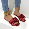 thumbnail image 4 of JeashCHAT Women's Flat Sandals Bow Tie Square Open Toe Single Band Slide Sandals for Women Dressy Summer (Red), 4 of 5