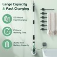 thumbnail image 4 of Nuovoware Electric Spin Scrubber, 550RPM Cordless Cleaning Brush with Three Speeds, 3000mAH Bathroom Shower Power Scrubber with 9 Brush Heads, Electric Scrub Brush for Tile,Tub,Floor,Voice Broadcast, 4 of 8