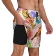thumbnail image 2 of Naloa Flowers And Birds Watercolor Print Men Swim Trunks with Compression Liner ,Board Shorts,Men's Swim Shorts with Drawstring and Elastic Waistband-XX-Large, 2 of 6