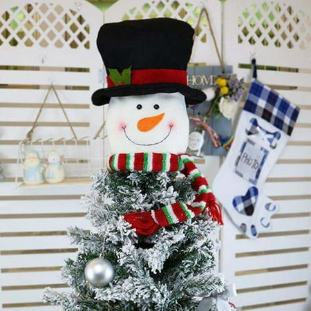Christmas Tree Topper Snowman Santa Reindeer Felt Christmas Tree Hat Xmas