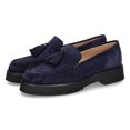 thumbnail image 2 of YDN Women Vintage Rounded Toe Block Low Heels Loafers Tassels Slip On Moccasin Pumps Office Working Casual Shoes Size 10 Dark Blue, 2 of 4