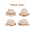 thumbnail image 2 of Gustave Straw Trilby Fedora Hat for Men Women Short Brim Panama Sun Hat Summer Breathable Beach Hat - Beige, 2 of 8
