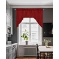 thumbnail image 4 of Red Floral Kitchen Swag Valances for Windows, Country Farmhouse Abstract Flowers Pattern Swag Valances Curtains for Living Room, Rod Pocket Window Treatments for Bathroom, Bedroom, Cafe, 56"x36", 4 of 6