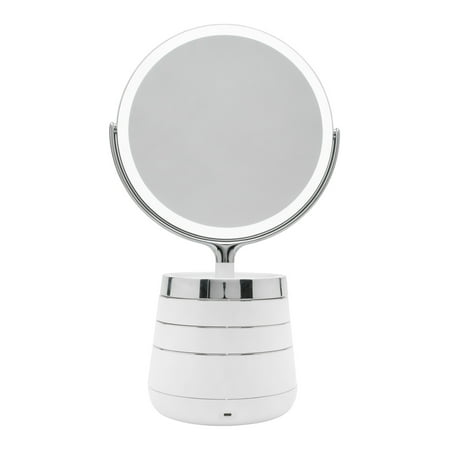 Sharper Image - Spastudio Vanity Plus 10-Inch LED Mirror with Storage - White