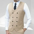 thumbnail image 3 of ZCFZJW Men's Double Breasted Suit Vests, Casual Business Vests, Slim Fit V-Neck Shawl Lapel Waistcoat,for Wedding Groom Dating Beige XXL, 3 of 4