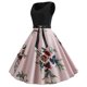 thumbnail image 4 of Vestido de columpio sexy sin mangas con cuello en V estampado vintage de moda para mujer Fridja  hj4725, 4 of 5