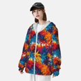 thumbnail image 3 of Daiia Colorful Hawaii Palms UPF 50+ Sun Protection Hoodie Jacket Lightweight Long Sleeve Sun Shirt for Women Men with Pocket Hiking Outdoor-, 3 of 7