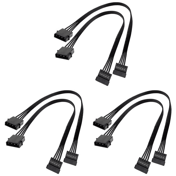 Molex IDE 4 Pin Male to 15 Pin Female SATA Power Converter Adapter Cable Hard Drive HDD SSD Power Extension Cable,6 Pack