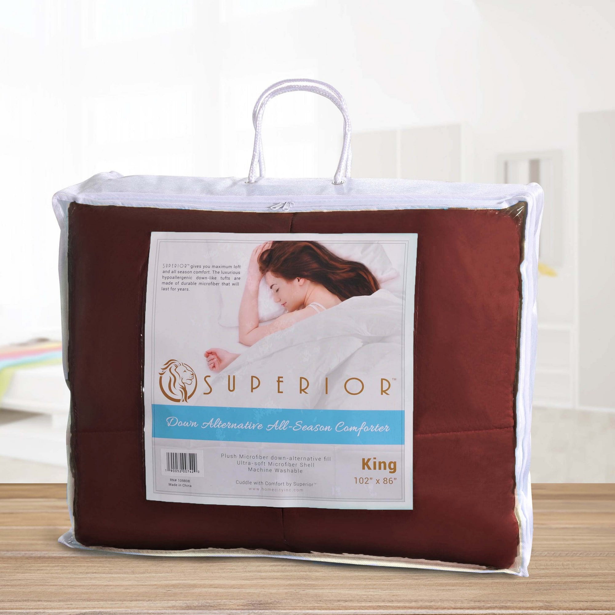 Superior Classic Reversible Comforter, Twin XL, Burgundy