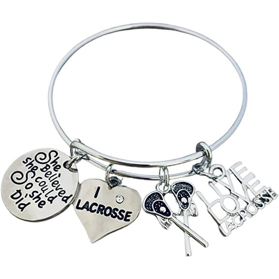Lacrosse Bracelet, Girls Lacrosse She Believed She Could So She Did Jewelry
