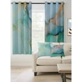 thumbnail image 2 of Teal Blackout Curtains 54 Inches Long for Bedroom, Modern Marble Ink Painting Abstract Art Thermal Insulated Room Darkening Black Out Window Curtain Panels Grommet Drapes for Living Room, 2 of 8