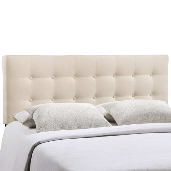 Modern Contemporary Full Size Fabric Headboard, Ivory Fabric