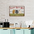 thumbnail image 5 of "Fluffy Butt Hut Pampered Chickens Live Here" Vintage Chicken Coop Metal Sign, 8x12 Inch Funny Farmhouse Wall Decor, Rustic Plaque with Hen Art for Backyard Coop and Barn, 5 of 8