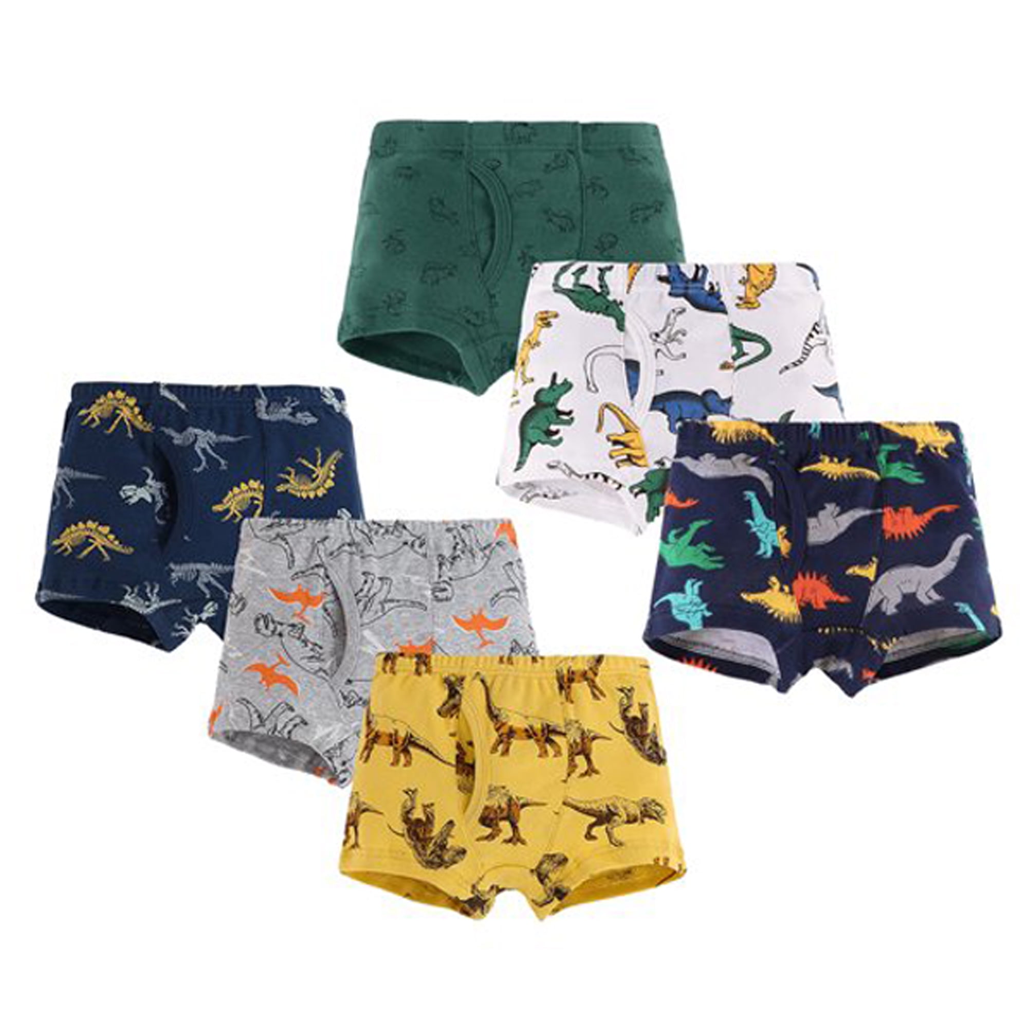 CM-Kid Toddler Boys Dinosaur Boxer Briefs 6-Pack Underwear 4T Cotton  Cartoon Soft Comfort Waist
