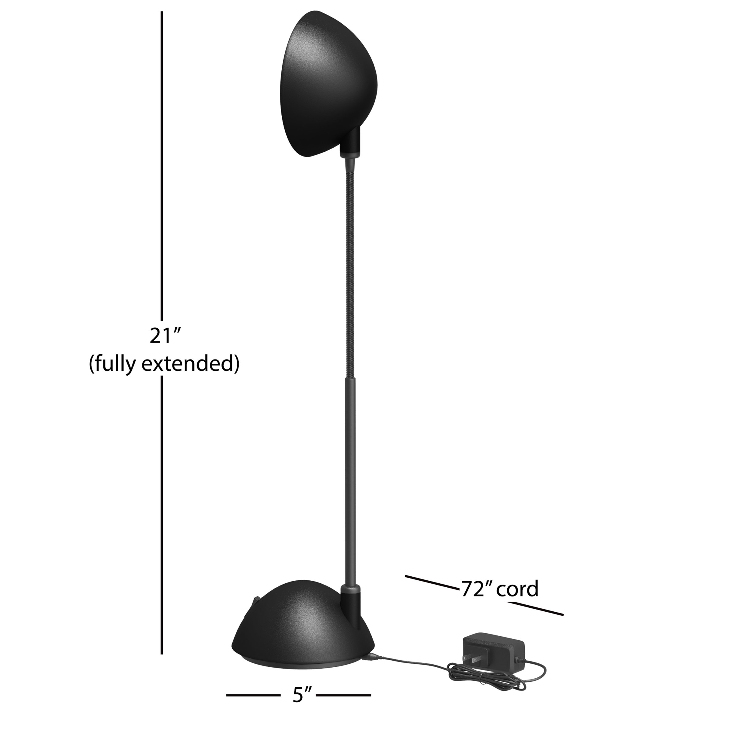 Desk Lamp Adjustable Gooseneck for Reading, Crafts, Writing- Modern Design Light for Bedroom, Home, Office, and Dorm by Lavish Home, Black