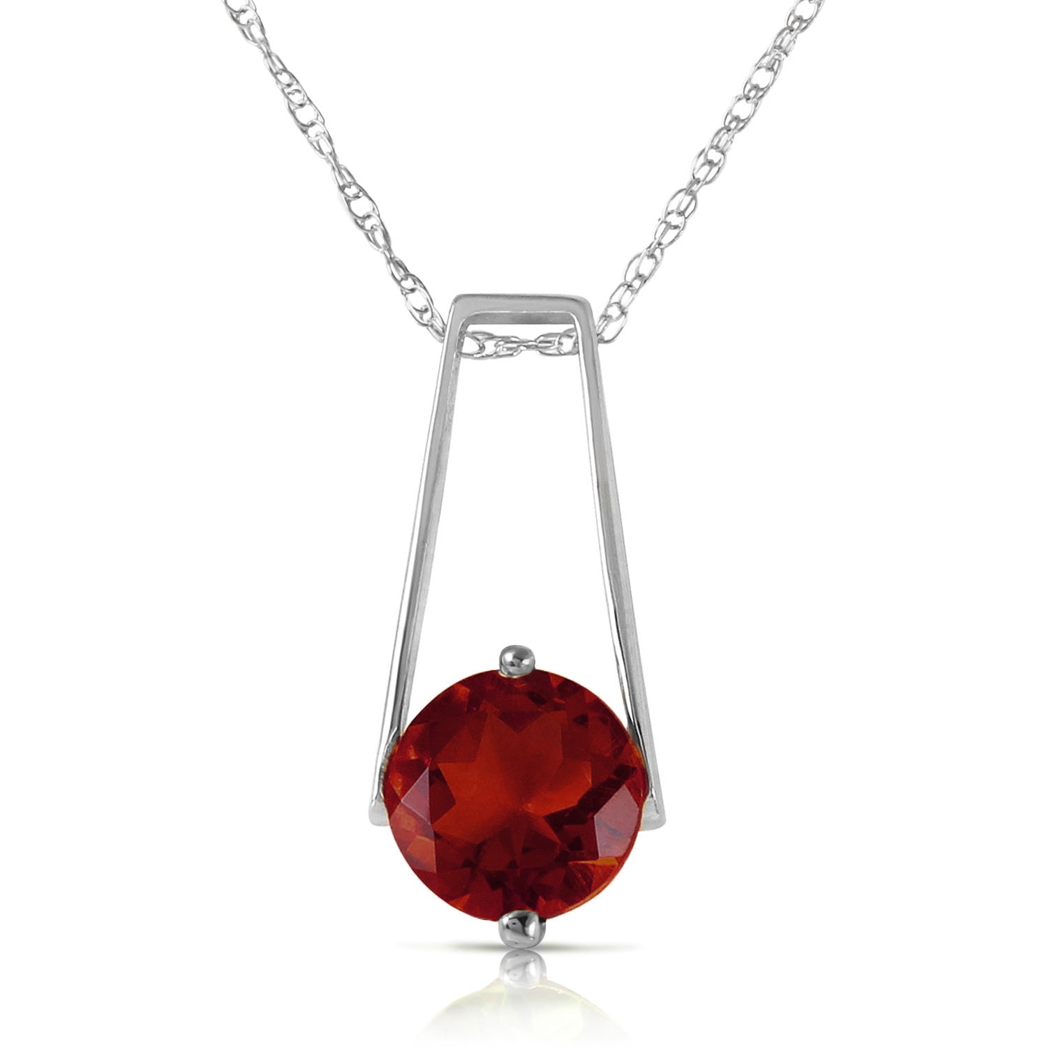 Galaxy Gold 14K Solid Gold Natural Garnet Pendant Necklace for Women - White Gold Fine Jewelry