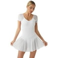 thumbnail image 2 of Doomiva Women's Skirted Leotards Dance Dress for Ballet Short Sleeve Leotard Ballerina Dancewear White S, 2 of 7