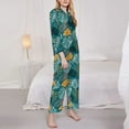 thumbnail image 3 of Honeii Tropical Leaves print Women's Pajama Sets Long Sleeve Button Down Sleepwear Nightwear Soft Pjs Lounge Sets-Medium, 3 of 7