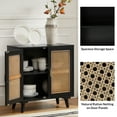 thumbnail image 2 of 2 Rattan Doors Sideboard Buffet Cabinet Set of 2 with Storage and Adjustable Shelves Living Room Black, 2 of 6