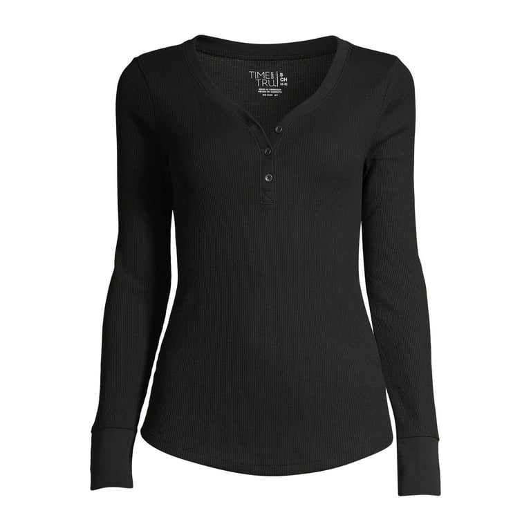 Time and Tru Women's Thermal Henley Shirt 