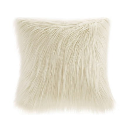 UPC 086569896742 product image for Home Essence Adelaide Faux Fur Square Pillow  20x20   Ivory | upcitemdb.com