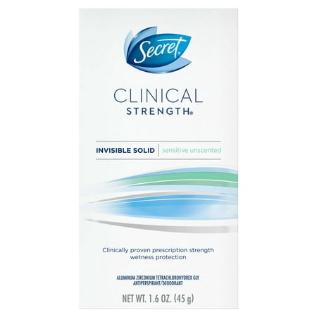 Secret Clinical Strength Antiperspirant and Deodorant Invisible Solid, Sensitive Unscented, 1.6 (Best Extra Strength Deodorant)