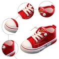 thumbnail image 6 of Toddler Canvas Sneakers Kids Lace up Skateboarding Shoes Boys Girls Casual Running Shoes Lightweight Slip on Flat Walking Shoes Red 12 Little Kid, 6 of 6