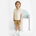 thumbnail image 5 of Usaibhir Baby Boy Cotton Linen Shorts Set Solid Color Short Sleeve Flip collar Button Down T-Shirt Tops Summer Outfit Clothes 0-5T, 5 of 10