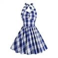 thumbnail image 2 of Cethrio Flower Girls Dress Printed Plaid Blue Princess Dress Size 3-4 Years, 2 of 9