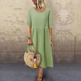 thumbnail image 2 of B91xZ Robe Maxi Grande Taille pour Femmes Manches Courtes Décontractée Ample avec Poches, Vert G, 2 of 5
