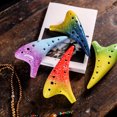 thumbnail image 3 of 12 Holes Ceramic Ocarina Alto C Starry Style Musical Instrument with Lanyard Music Score Protective Bag For Music Lover and Learner, 3 of 7