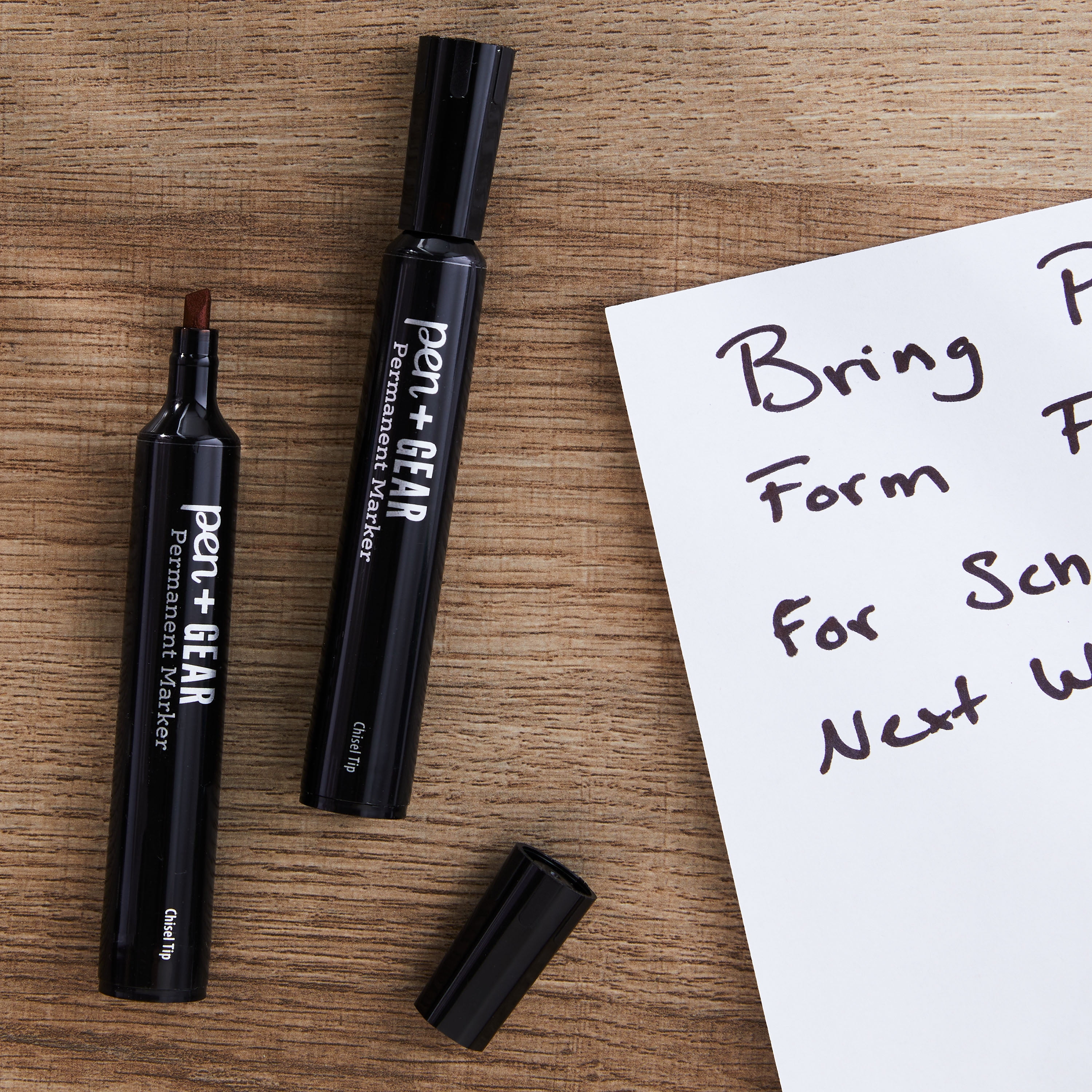 Pen+Gear Permanent Marker, Chisel Tip, Black Color, 2 Count