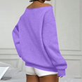 thumbnail image 4 of Oversized Sweatshirt for Women Trendy Off the Shoulder Sweatshirt with Pockets Loose Fit Fall Fashion Clothing Light Purple L, 4 of 6