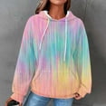 thumbnail image 2 of Arnsht Women's Cute Fashion Rainbow Print Long Sleeve Casual Loose Hooded Sweatshirt Top Pocket Drawstring Hoodie Multicolor L, 2 of 6