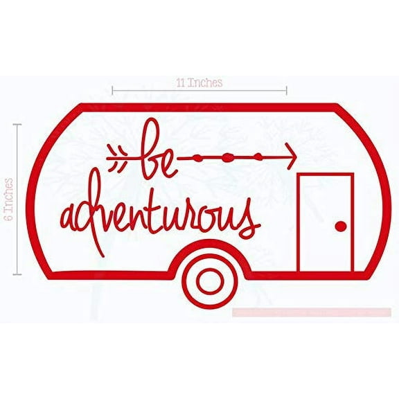 Be Adventurous Camper Vinyl Lettering Stickers RV Wall Art Decals 11x6-Inch Cherry Red
