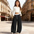 thumbnail image 2 of CPNG Girls and Boys Sweatpants Color Blocking Elastic High Waist Wide Leg Sweat Pants Soft Daily Wear Casual Baggy Running Fitness Long Pants, 2 of 4
