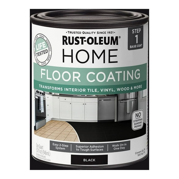 4 Pack, Black, Rust-Oleum Home Floor Paint Matte - 365930, Quart