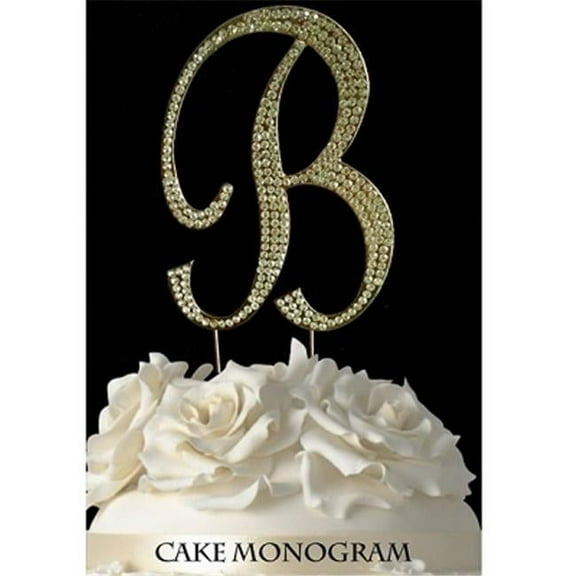 De Yi Enterprise Monogram Cake Toppers - Gold Rhinestone - B