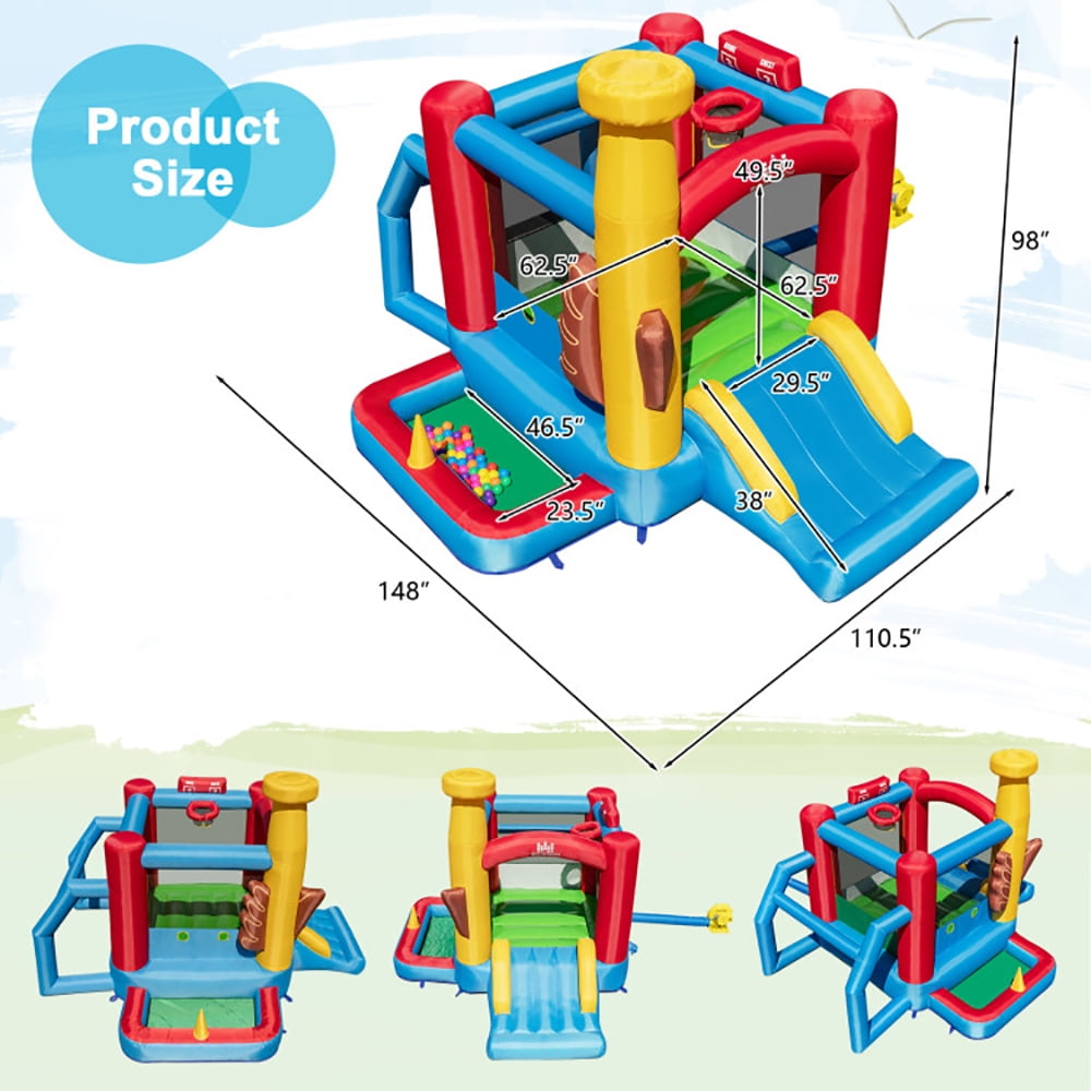 Aimee Lii Baseball Themed Inflatable Bounce House with Ball Pit and Ocean Balls with 735W Blower, Playhouse for Kids Outdoor Aimee Lii Baseball Themed Inflatable Bounce House with Ball Pit and Ocean Balls with 735W Blower, Playhouse for Kids Outdoor