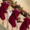 thumbnail image 6 of TETOU 18.9" Velvet Christmas Stockings, Extra Thick Large Bow Velvet Christmas Stockings for Fireplace Family Holiday Christmas Party Decorations(Burgundy), 6 of 7