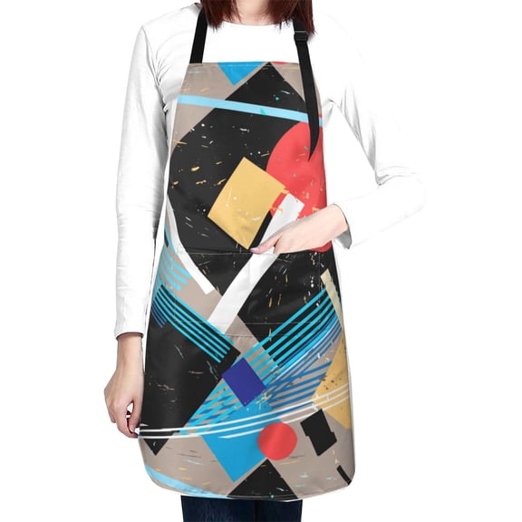 Abstract Pattern Waterproof Apron With 2 Pockets, Adjustable Oxford Kitchen Aprons For Cooking, Baking, Gardening, Painting & Grooming, Chef Bib For Women & Men