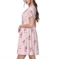 thumbnail image 2 of Xecao Robe Midi à Manches Courtes avec Poches pour Femmes, Robe Décontractée Fluide T-Shirt Robe de Plage, 2 of 6